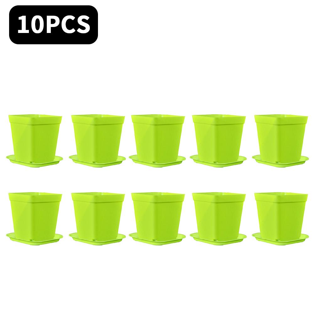 10p Square Nursery Flower Pot Mini Plastic Flower Seedling Pots for plants  Colorful Square Plant Pot Flower Tray for Home Garde