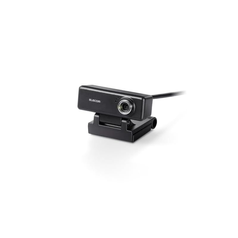 ELECOM UCAM-C520FBBK Webcam, 2MP HD 720p 30FPS, Built-in Microphone, High-Definition Glass Lens, 1.5m Cable, Black