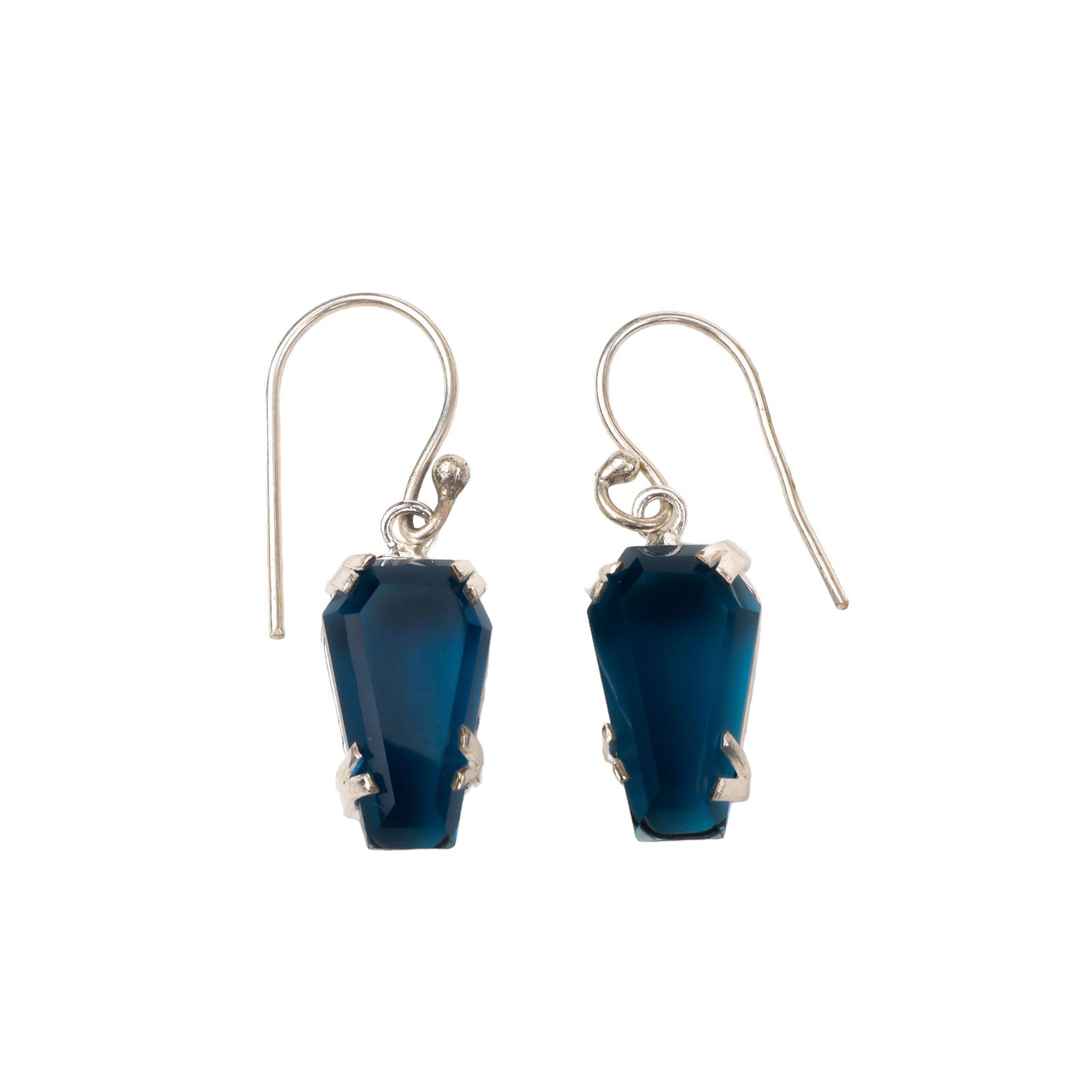 

London Blue Topaz Gemstone 925 Sterling Silver Jewelry Handmade Earrings 1.45 EE-129-12