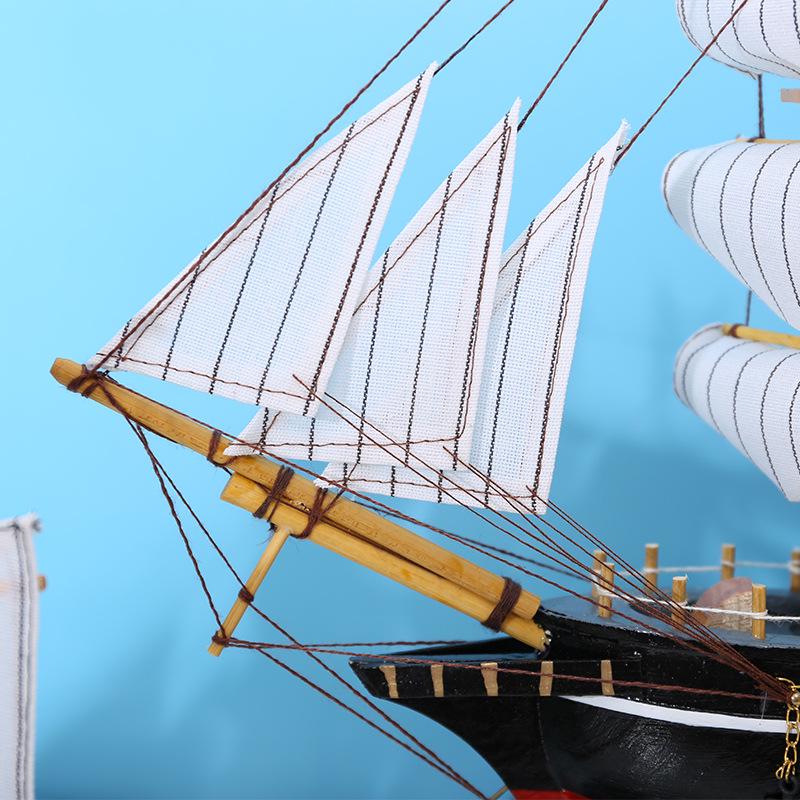 Wooden Pirate Ship Model: Small Boat Ornament for Office or Room Decoration