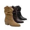 Retro Pointed-toe Mid-calf Knight Boots, New Slimming Boots, Dui Dui Boots, Chunky-heeled Women's Shoes