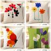 Modern Flower Minimalist Cool 2 Pillow Case Natural Linen Organic Fabric Double-Sided Printing Sofa Home Decor Gift Pillow Case