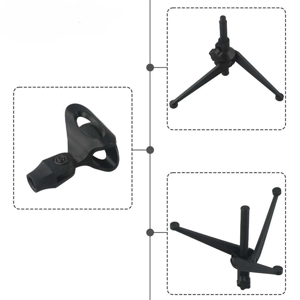 Mini Portable Desktop Microphone Stand With Adjustable Tripod, Lightweight Mic Clip Holder Bracket For Studio Podcast Recording
