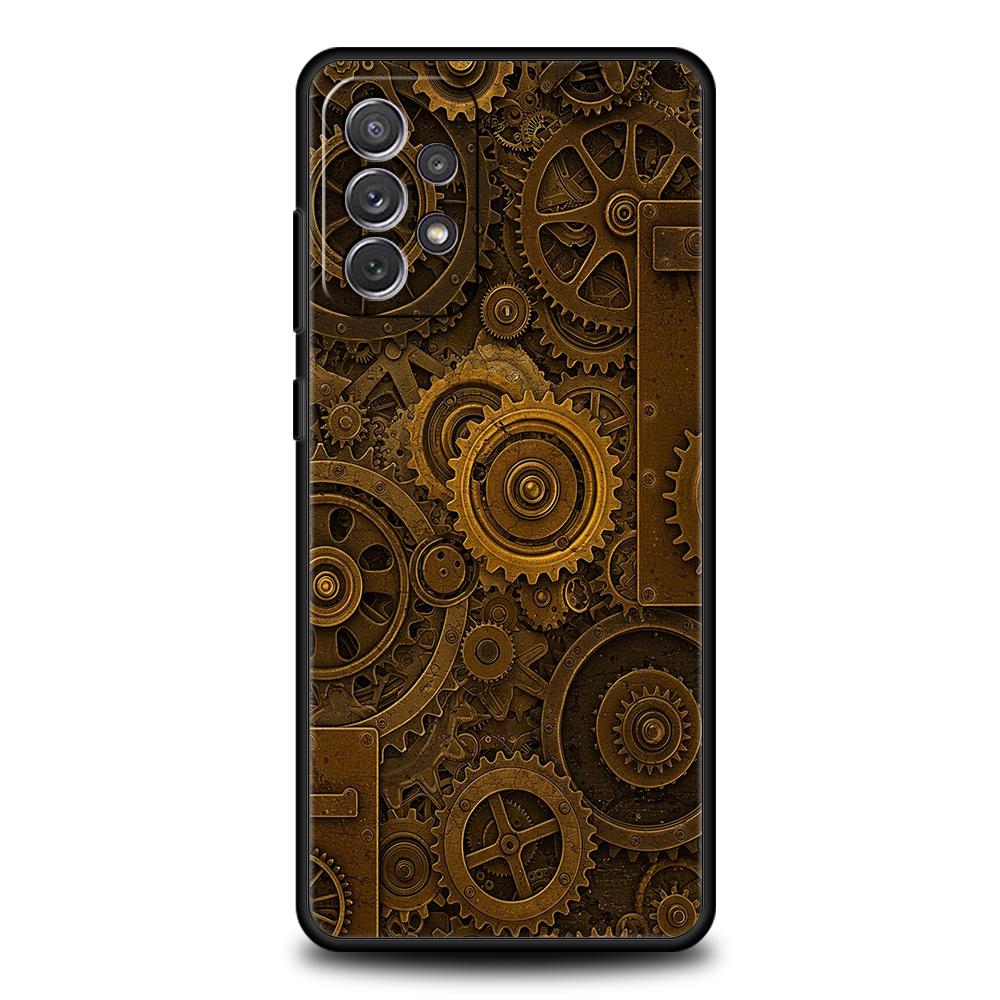 Phone Case for Samsung Galaxy A55 A53 A52 A52S A51 A41 A35 A32 A25 A23 A15 A13 A71 A72 5G Soft TPU Shell Mechanical Gear Pattern