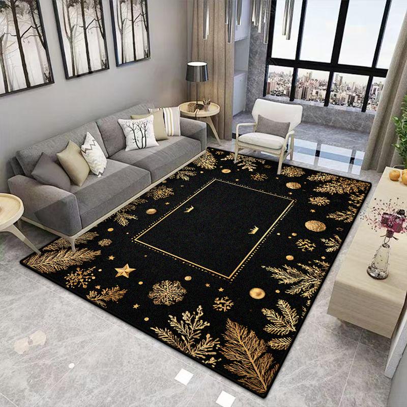 Black Gold Christmas CARPET FOR LIVE ROOM Luxury Home Decoration Large Area Rugs Washable Antiskid Lounge Floor Mats Bedside