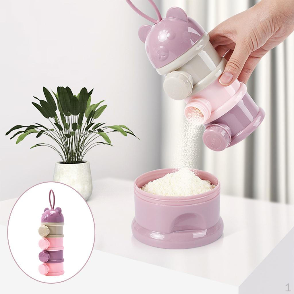 Baby Formula Container for Travel, Stackable Feeding Travel Storage Container, -Go Purple 4 Layers
