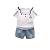Children's Boys Short Sleeved Korean Version Lapel Cartoon Polo Shirt Shorts Set Batch