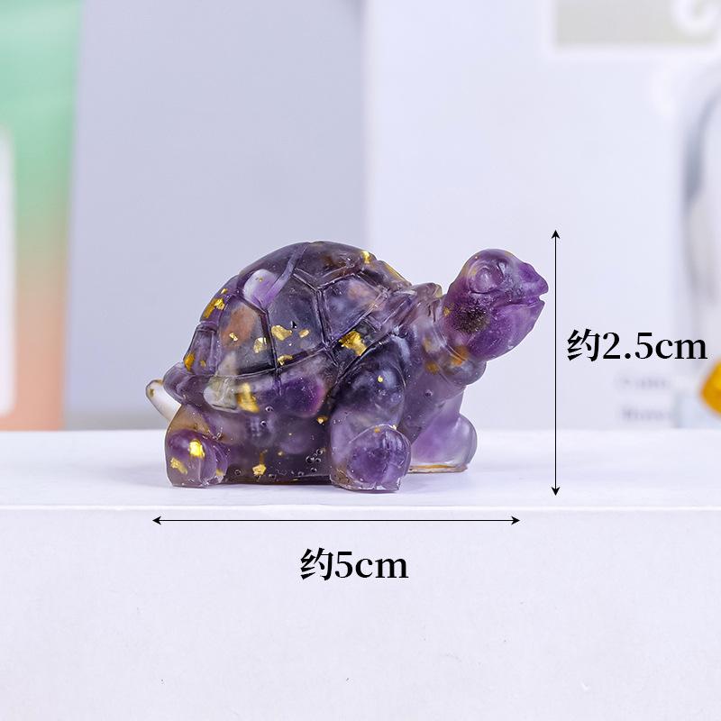 Turtle Natural Crushed Stone Decorative Ornament Crystal Raw Stone Animal Resin Drip Glue Craft Creative Jewelry Accessories