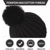 Lmell Beanie Hat With Large Faux Fur Bobble Pom Pom Fur Knitted Hat For Outdoor Camping Ski Caps