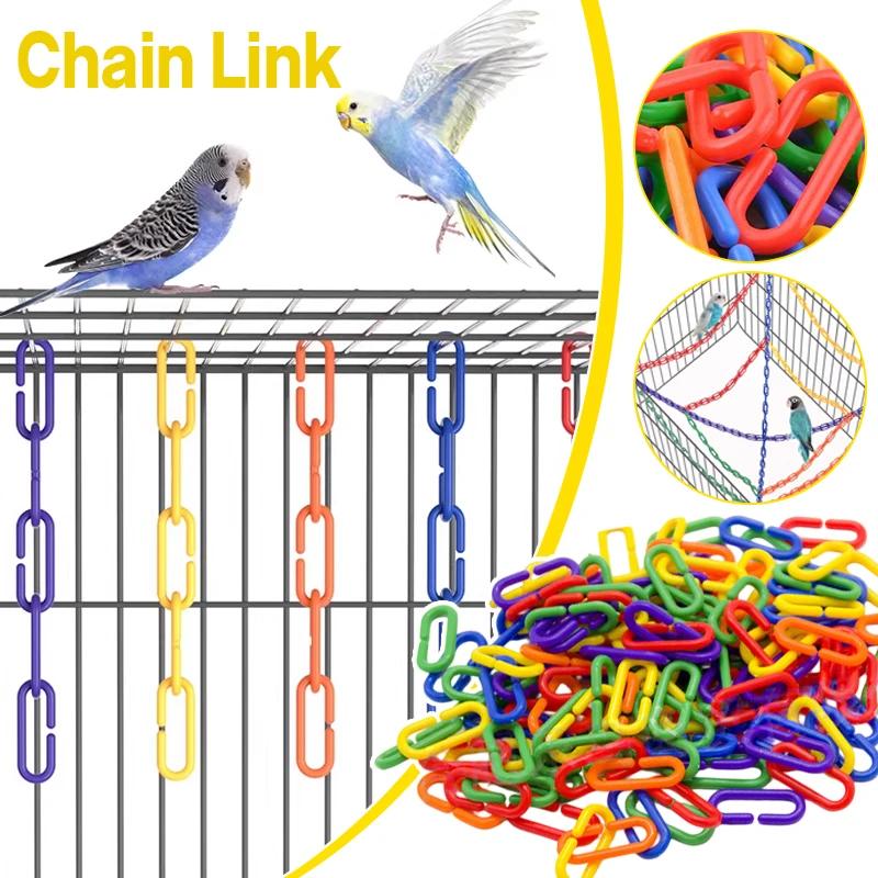 100PCS 200PCS C-Type Plastic Chain Buckle Parrot Toys Mixed Colors Swing Climbing Cage Action Training Toy for Pet Birds