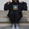 European Size Women's Autumn Loose Fit Hoodie with Heat Transfer Print