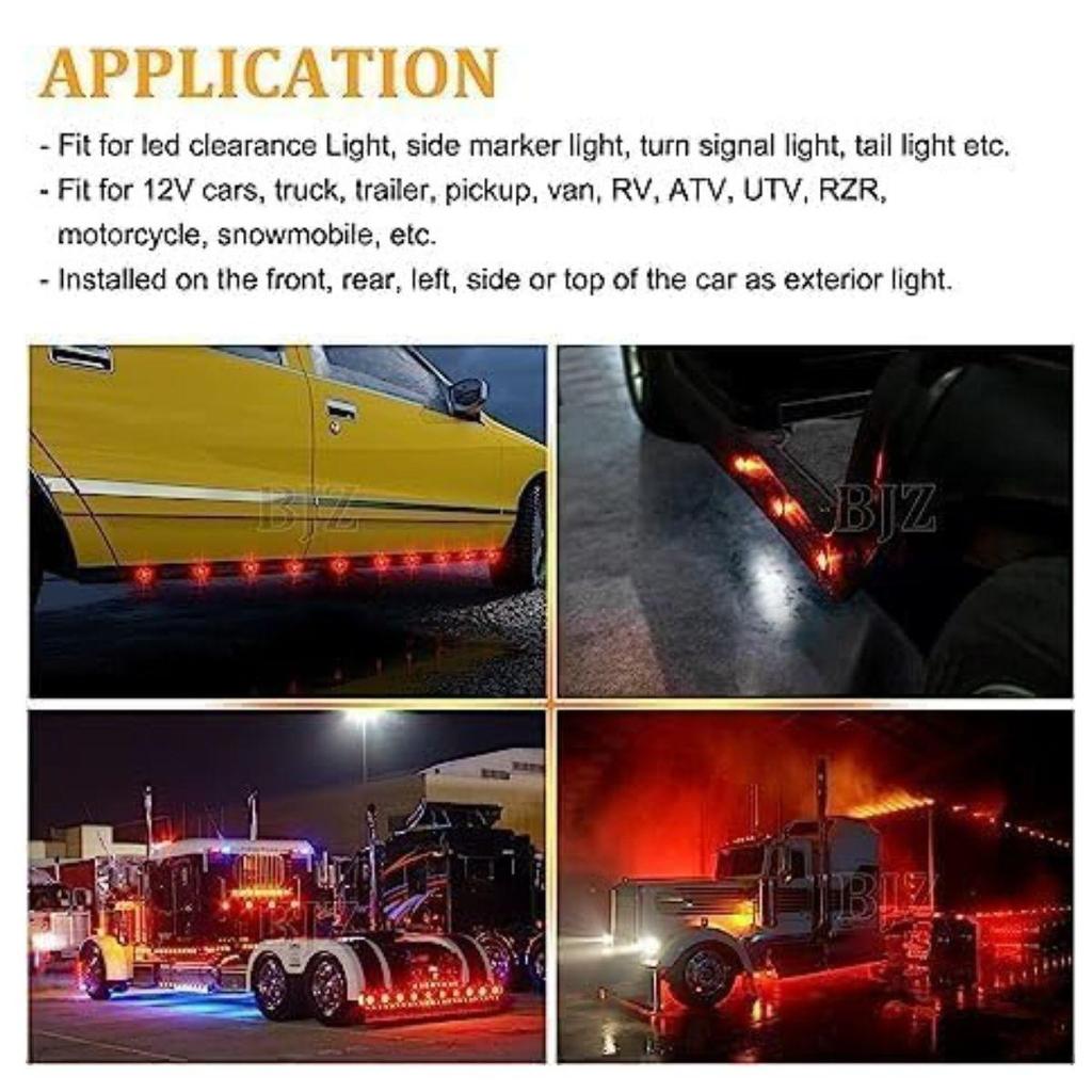 2PCS LED Trailer Side Marker Lights 12V Waterproof Red Chicken Clearance Button Lights for Truck Semi Trucks Freightliner – Universal Fit