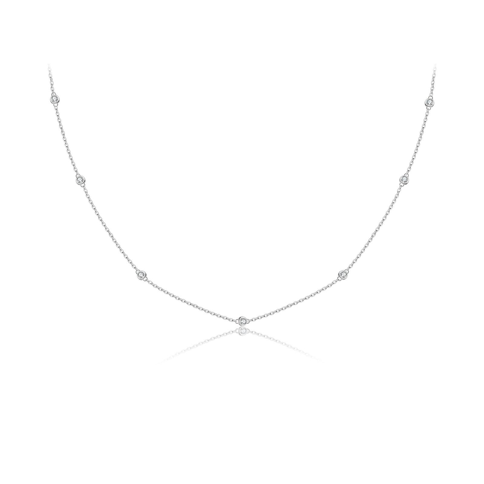 Sterling Silver Gold Round CZ Zircon Charm Choker Necklace Women Luxury Jewelry Wedding Classic Jewelry