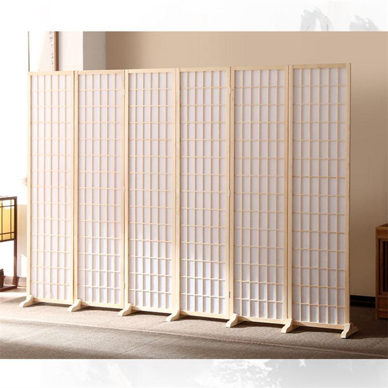 Solid Wood Japanese Folding Screen - Modern Lattice Design for Living Room, Office, or Entrance Hall