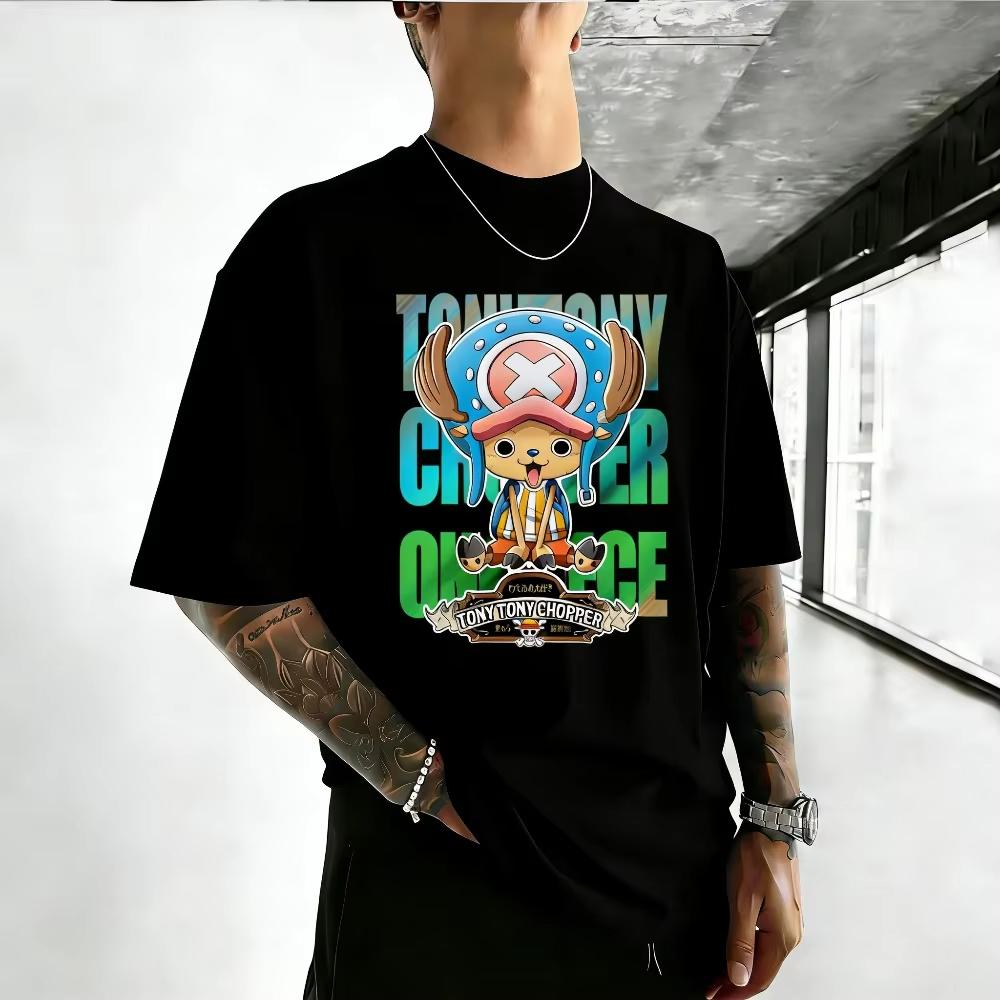 

Unisex Cotton Tshirt ONE PIECE Tony Tony Chopper 2026 Summer Harajuku Anime Printed Large Loose Parent Child Short Sleeve 4XL