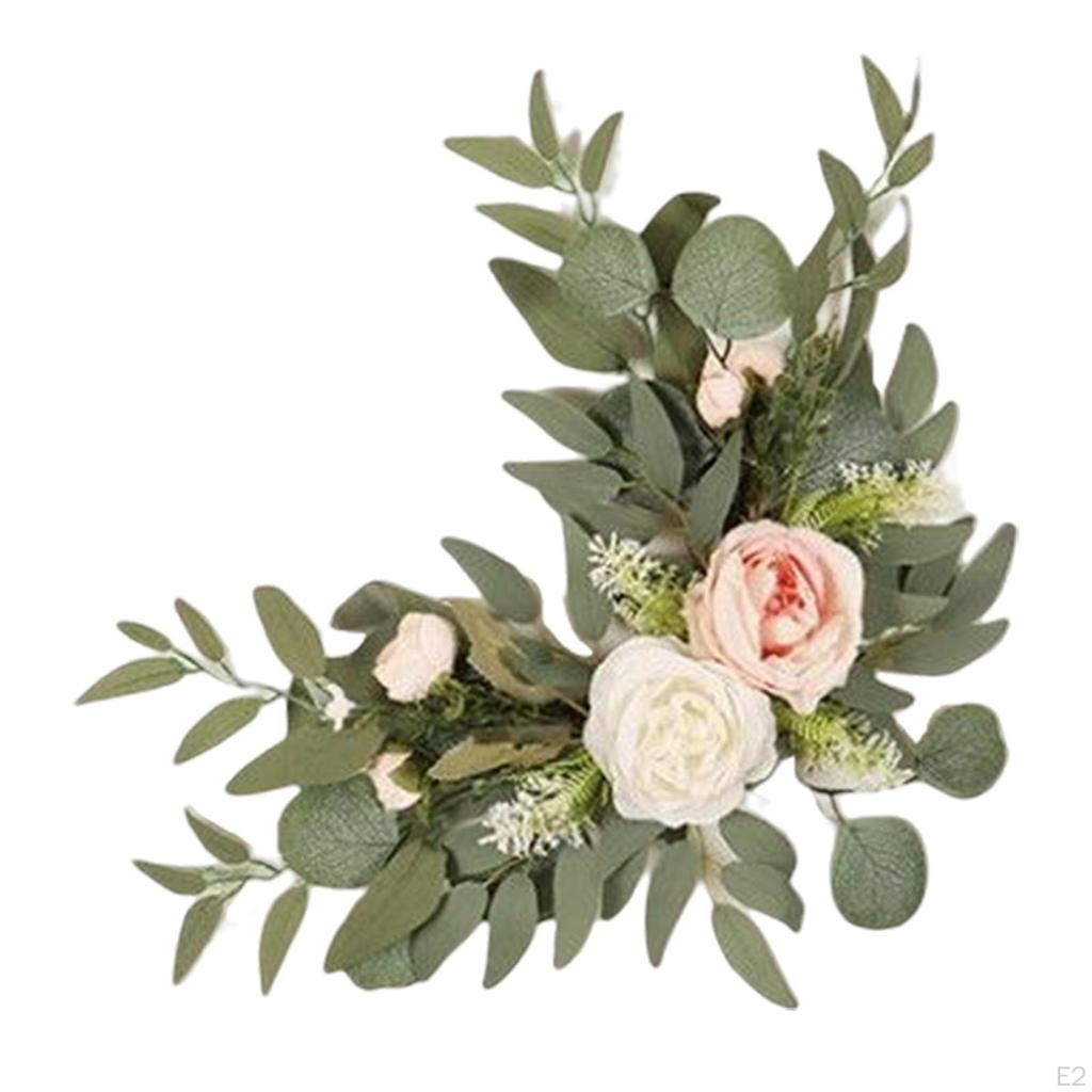 2 Delar Bröllopsbåge Blommor Blomsterarrangemang Konstgjord Blomsterswagg för