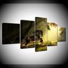 Canvas HD Prints Pictures Home Decor 5 Pieces Abstract Black Horse Painting Psychedelic Forest Unicorn Poster Wall Art Framework No Frame