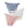 Transparent Rhinestone Mesh Briefs Mid Waist Women's Underpants Sweet Floral Lace Panties  Female