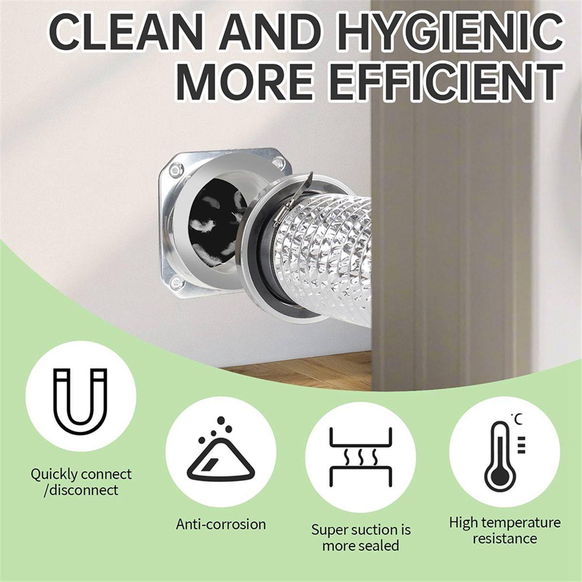 

2026 New Magnetic Dryer Vent Connector Kit DV180 Magnetic Dryer Vent with Aluminum Alloy Shell, Includes 3.3ft Hose & Clamps China Mainland