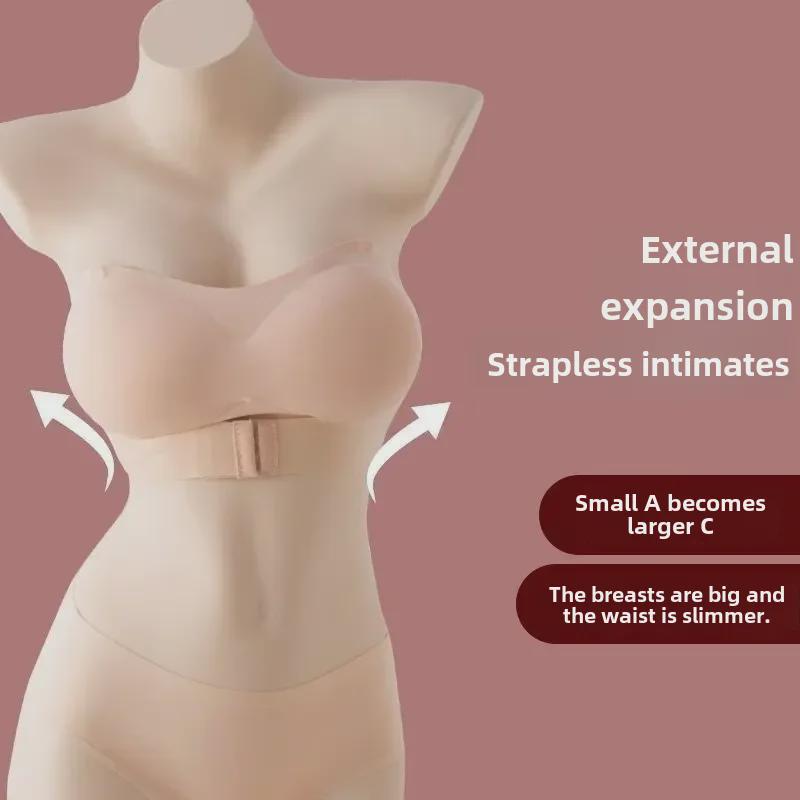 Strapless, Padded, Gathered Bra for Enhanced Chest Shape