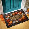 1pc Multicolor Pumpkin Skull Welcome Doormat Suitable for Entryway, Non-Slip Thick Plush Mat with Sponge Cushioning, Machine Washable Indoor Suitable