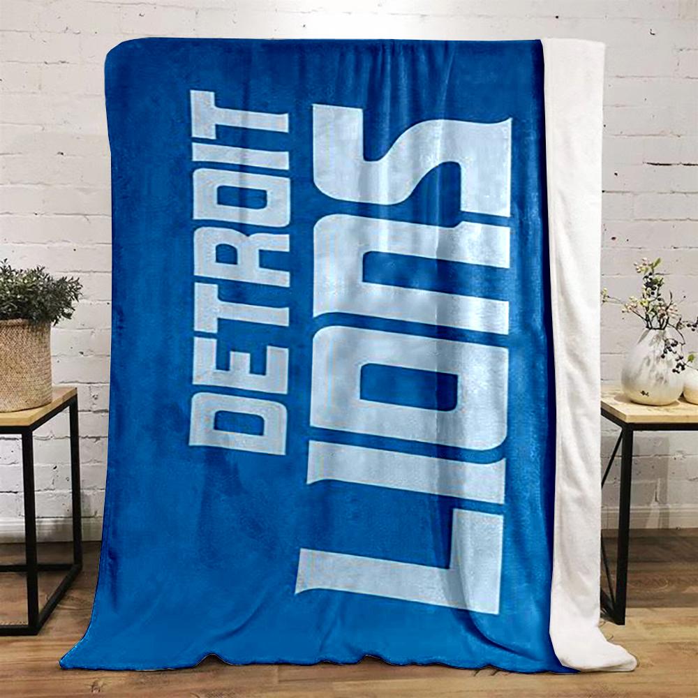 Detroit Lions Logo Blue Flannel Blanket for bedroom, living room, sofa, and nap sofas.