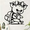 Metal Pig Backpack Wall Art Sculpture Mural Powder Coated Iron Animal Kids Room Decor Gift