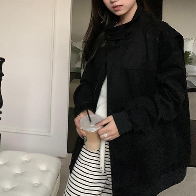 Unisex Retro Suede Autumn/Winter Jacket - Loose Fit, Slimming, Versatile, Trendy Stand-Up Collar, Cotton-Padded Workwear Design.