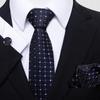 Men's 8cm Solid & Polka Dot Plaid Tie Set with Cufflinks & Pocket Square