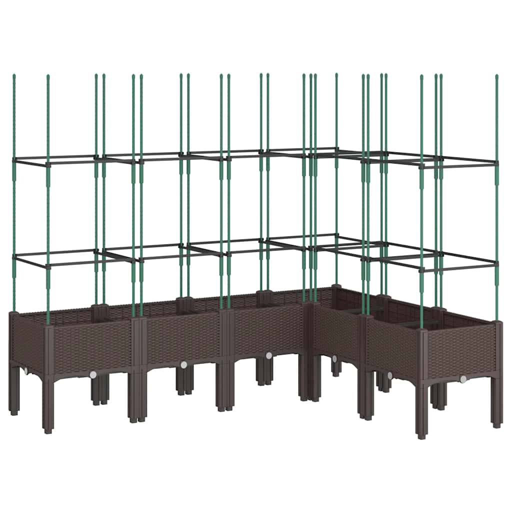 Plant Pot with Trellis Brown 160 x 120 x 142.5 cm PP