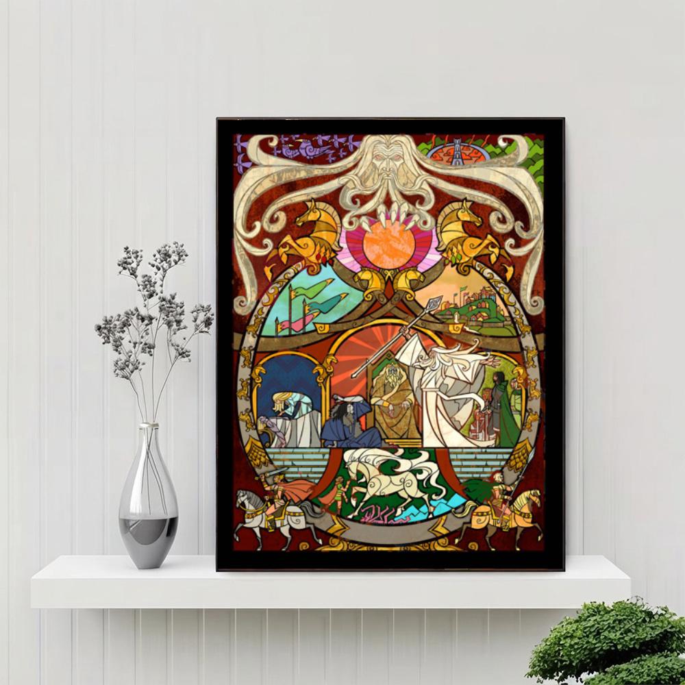 Hobbit Movie Poster 5D Diy Diamond Painting Round Diamond Mosaic Suitable For Beginners Diamond Painting Rhinestones Gift Frameless