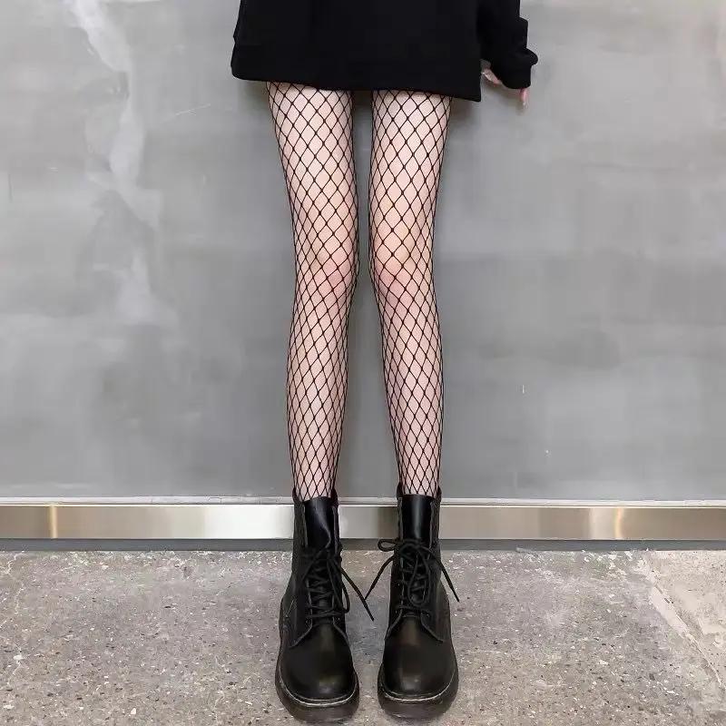 Lolita Girls Cute Pentacle Print Tights Women Sexy Gothic Punk Magical Five-Pointed Star Mesh Fish Net Pantyhose Body Stockings