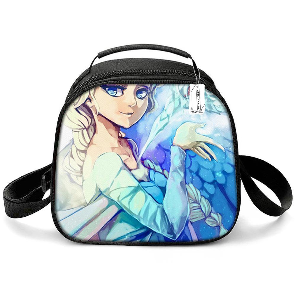 Princess Elsa Cartoon Cute Lightweight Small Meal Bag Elementary School Lunch Box Bento Bag Student Lunch Box