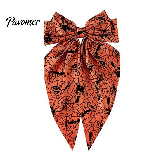Fashionable Hair Bows for Dates Halloween Bow Clip Women Girls, Spider Web Barrettes Satin Ribbon Clips, Large Bowknot Accessories Cosplay Party