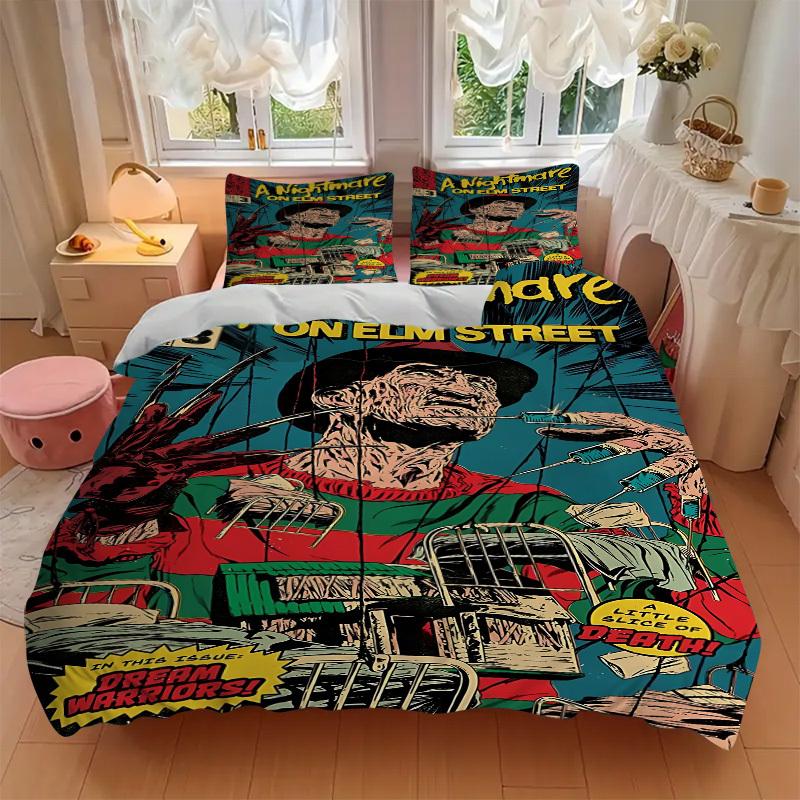 3pcs Nightmare On Elm Street Duvet Cover Set - Machine Washable, Includes 1 Duvet Cover and 2 Pillowcases, No Core Included Yy251022187