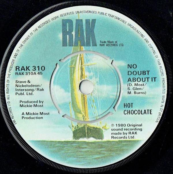 

7inch Record HOT CHOCOLATE - No Doubt About It RAK310 RAK 1980 UK Soul/Funk Used