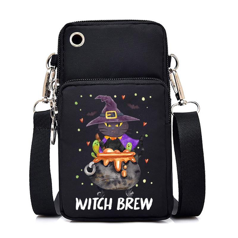 Ženy Mini taška na mobil Kreslená dýně Cat Crossbody Kabelky Halloween Muži Tote Peněženka Peněženka Taška přes rameno Kabelky pro teenagery