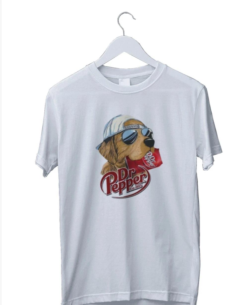 Men s and Women s T-shirts Dr Pepper Funny Dog Graphic Print Unisex Mens T-Shirt S M L XL 2 3 4 XL S