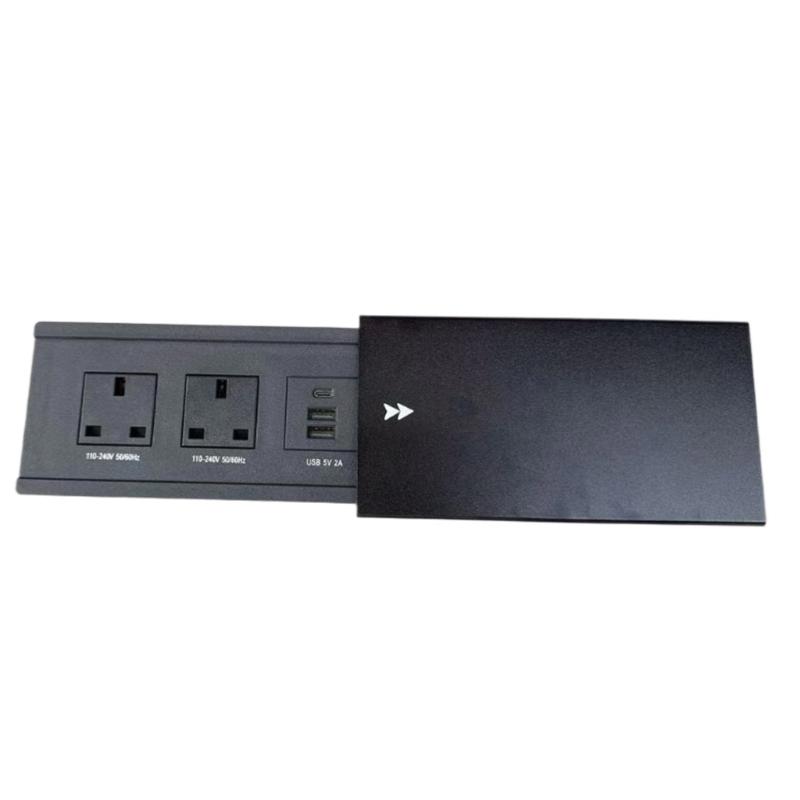 Desktop Power Outlet With Double Socket And 2 USB Port Fast Charging For Office Home Workspaces