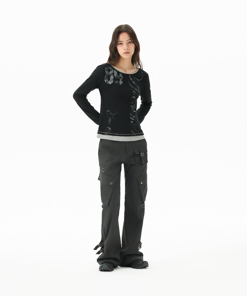 MAHAGRID Utility Cargo Flare Pant Charcoal(Mg2Fffpa11A)