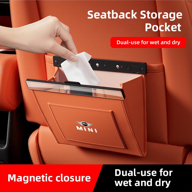 Key Chain Car Garbage Bag Waterproof Magnetic Trash Can Back Seat PU Leather Storage Box For Mini One JCW F54 F55 F56 F57F60 R55 x5