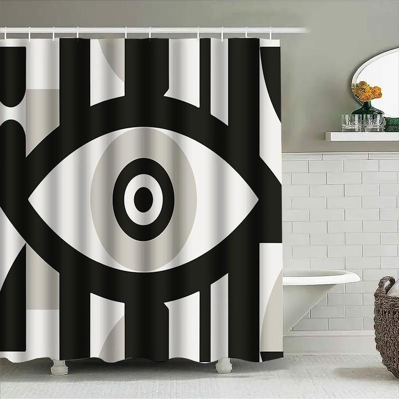 Unique Gothic Shower Curtain Black White Stripes Abstract Art Washroom Decor Modern Bathroom Accessories Home Textile