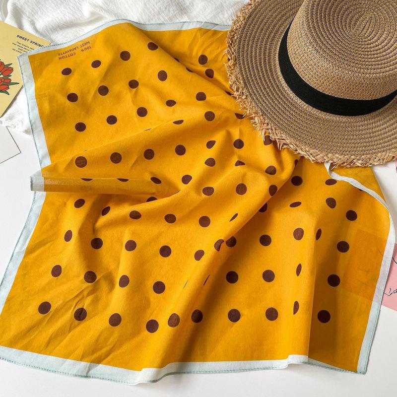Simple And Retro Polka Dot Silk Scarf 55 Cotton Small Square Scarf Headscarf Breathable Versatile Scarf Scarf Headscarf