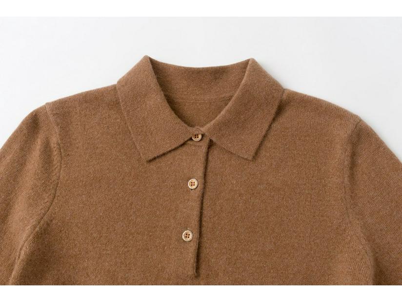 Women's Plus Size 100% Pure Cashmere Loose Warm Polo Collar Sweater