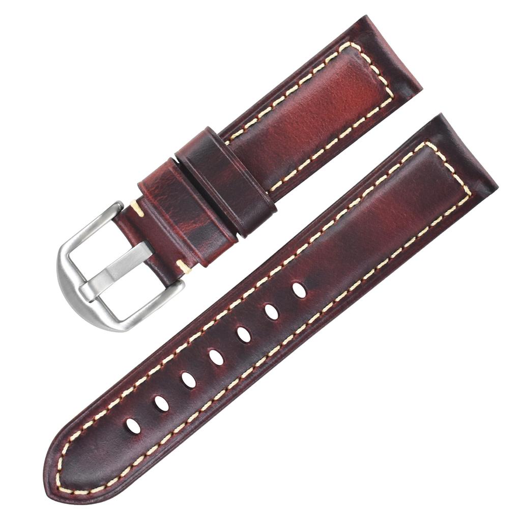 First Layer Genuine Cowhide Oil Wax Leather Business Watch Strap 18mm to 26mm Replacement for Cartier Watch Durable Wristband Accessory