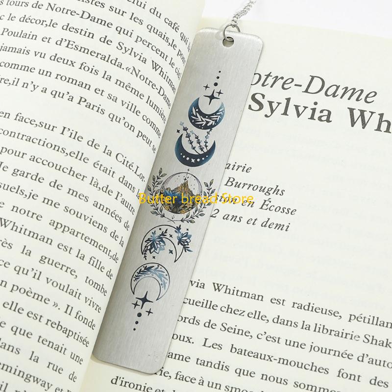 W89C Inspirational Bookmarks Pendant Bookmarks Metal Book Mark Book Page Divider Present for Teacher Book Lover Student