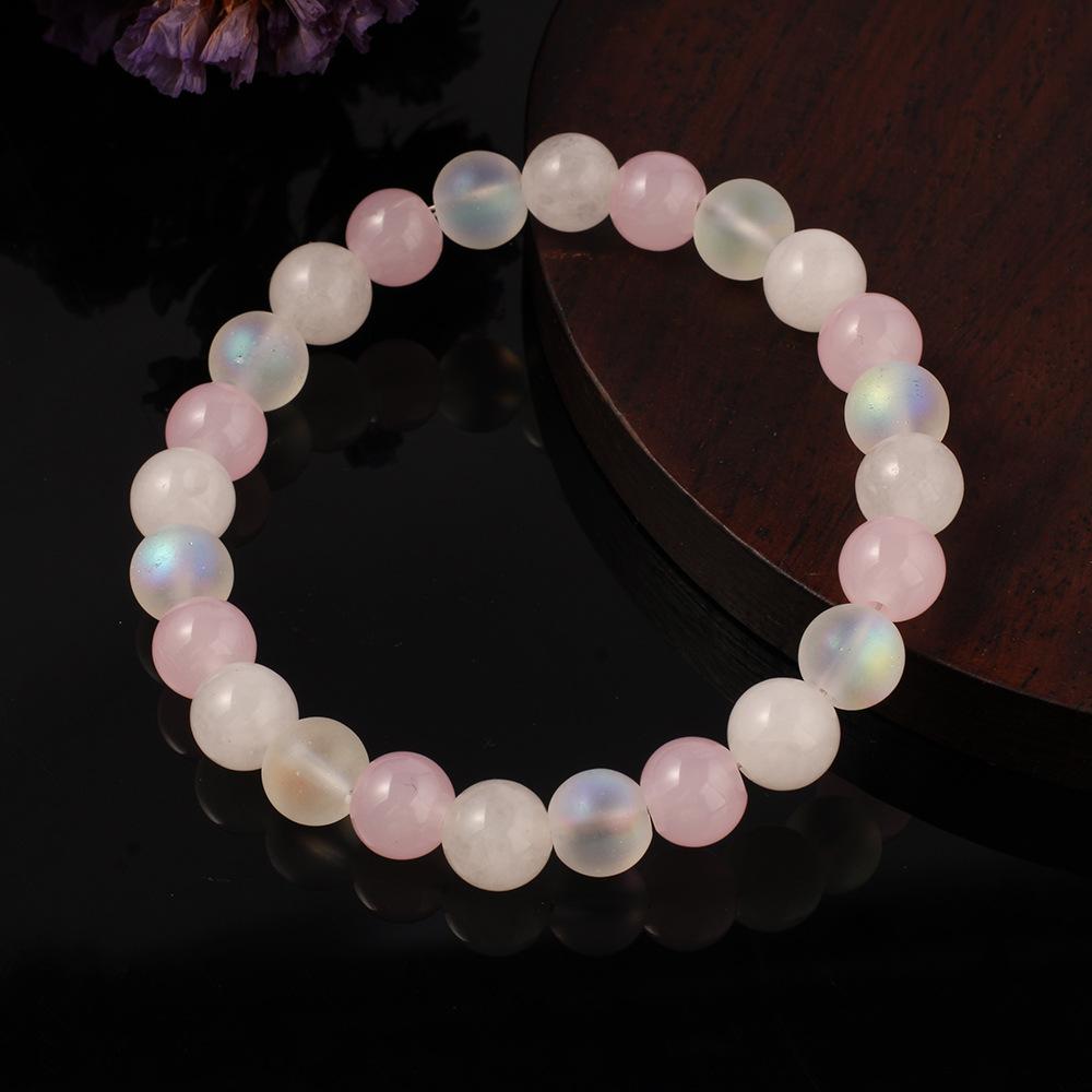 Festive Gifts Rose Quartz Labradorite Beaded Bracelet Soft Shiny Fashion Jewelry For Women Daily Wear Gift