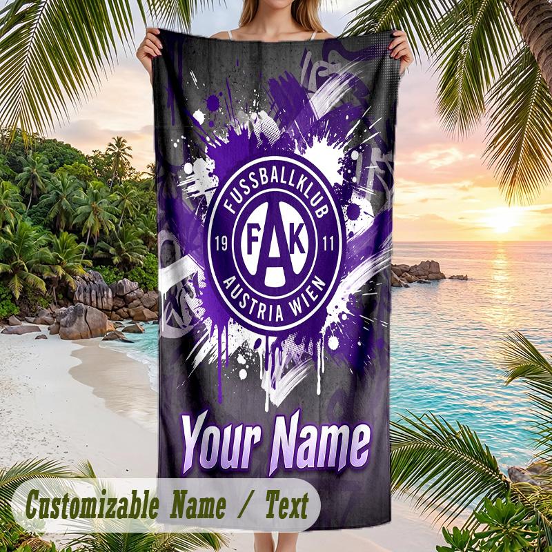 Beach Towel Austria Wien FC Print Custom Name Text Soft Towel for Swimming Pool