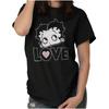 Cute Betty Boop Love Polka Dot Heart Cartoon Womens Graphic Crewneck T Shirt Tee