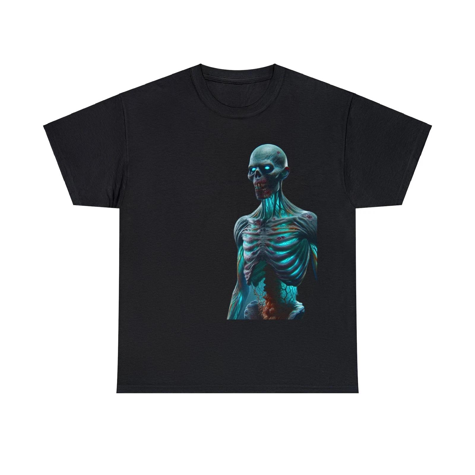 

Unisex Adult Horror Zombie T Shirt: Regenerative Aura Teal Orange 3D CGI Scary 4XL